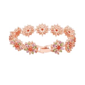 Yellow Chimes Women Crystal Bracelets | Rose Gold Plated Coin Shaped Bracelets | Multicolor CZ Crystals Bracelet For Woman | Birthday Gift for Girls & Women Anniversary Gift for Wife